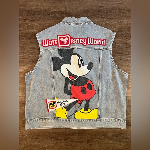 WALT DISNEY WORLD WDW VAULT COLLECTION 50 RETRO JEAN/DENIM VEST ADULT XL B24 - Picture 2 of 7